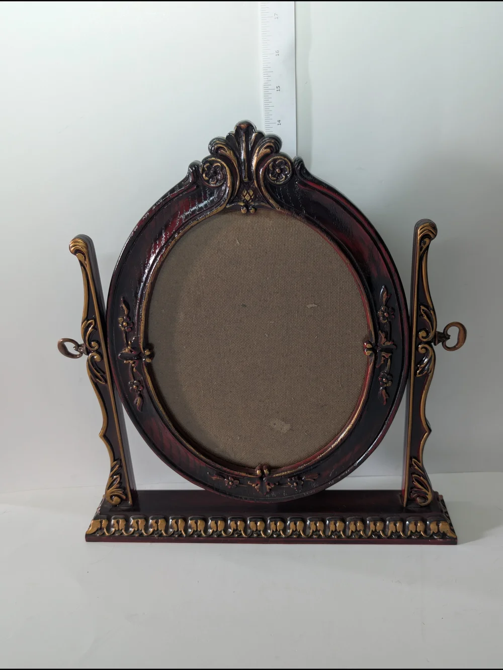 Ornate Oval Table Photo Frame in Dark Mahogany  and Gold Vintage Victorian style